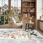 Washable 3x5 Entryway Area Rugs: Ultra Soft Floral Carpet for Kitchen Nursery Indoor Light-Weight Doormat Anti-Slip Elegance Rug for Living Room Bedroom Small Foldable Vintage Floor Mat(3x5,Cream) - Image 2