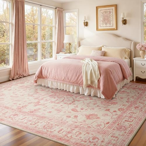 RELEANY Washable Area Rug, 8'x10', Pink/Light Vintage Pink - Image 2