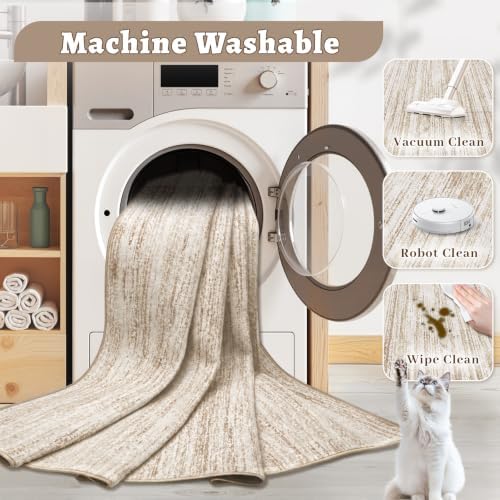 Area Rug 6x9 Living Room Rugs: Washable Modern Rug Non-Slip Soft Rugs Stain Resistant Printed Rug Indoor Carpet for Bedroom Kitchen Dining Room Nursery Home(Brown, 6'x9') - Image 4