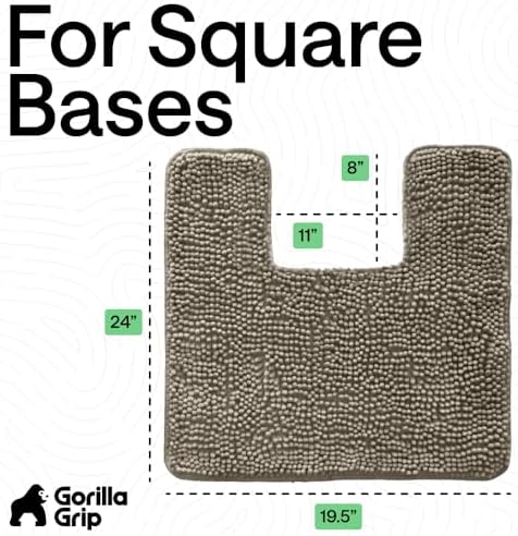 GORILLA GRIP Chenille Bath Rug Mat for Square Toilet Base, 24x19 Latte - Image 2