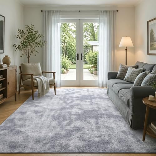 4x6 Tie-dye Light Grey Area Rug Washable Non-Slip for Bedroom Living Room - Image 4