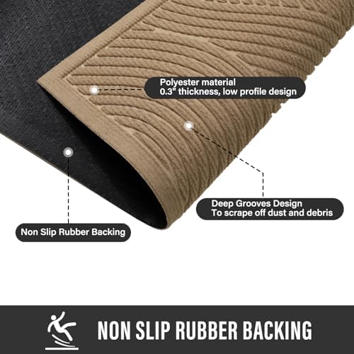 HIYARD Sturdy Front Door Mat, Absorbent Muddy Dirt Resist Welcome Door Mats Outdoor Indoor, Stain and Fade Resistant, Non-Slip Backing Entry Mat Low Profile Doormat for Entryway, 29×17, Beige - Image 5