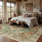 RELEANY Washable Area Rug, 8'x10', Brick/Brown/Green - Image 4