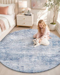 OLANLY 5ft Round Washable Rug, Soft Non Slip Carpet for Bedroom Living Room by OLANLY