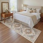 Madane Kitchen Runner Rug 2x7 with Rubber Backing Non Slip, Turmeric/Grey - Image 4