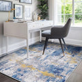 RELEANY Washable 4'x6' Abstract Area Rug for Living Room Blue Gold by RELEANY