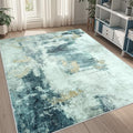 5x7 Area Rugs for Living Room Washable Bedroom Dining Room Teal Grey Gold by Aelenmu
