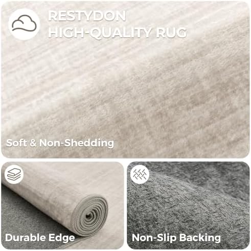 5x7 Area Rugs for Living Room,Large Washable Rug,Beige - Image 7
