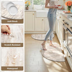 KIMODE Anti Fatigue Mats for Kitchen Floor, 18"x28" Brown Half Circle Mats - Image 5