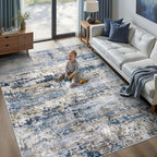 pmtsns Area Rugs 6x9 for Living Room: Washable Rug Modern Abstract Neutral Soft Non-Slip Low-Pile Indoor Carpet for Bedroom Dining Room Playroom Home Office (Blue Grey Brown, 6'x9') by pmtsns
