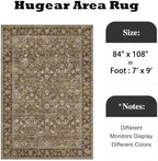 HUGEAR 7x9 Brown Vintage Floral Washable Area Rug for Living Room - Image 2