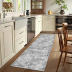 Washable Area Rug 2'6'' x 8' Vintage Traditional Persian Mat - Foldable Distressed Non-Slip Machine Washable Carpet for Living Room Bedroom Kitchen Home Decor - Graphite and Mist - Image 4