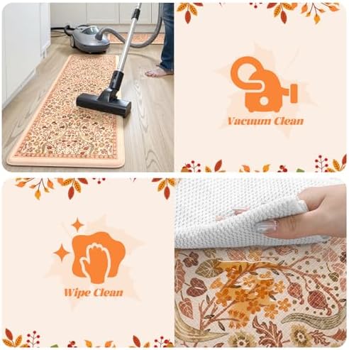 Collive Fall Kitchen Rugs Sets of 2 Non Slip Washable, 20"x47"+20"x32" - Image 5