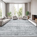 9x12 Area Rug for Living Room, Non-Slip Washable Grey Large Carpet by Lofus