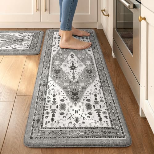 Collive Kitchen Rugs Sets of 2, Kitchen Floor Mats Cushioned Anti Fatigue by Collive