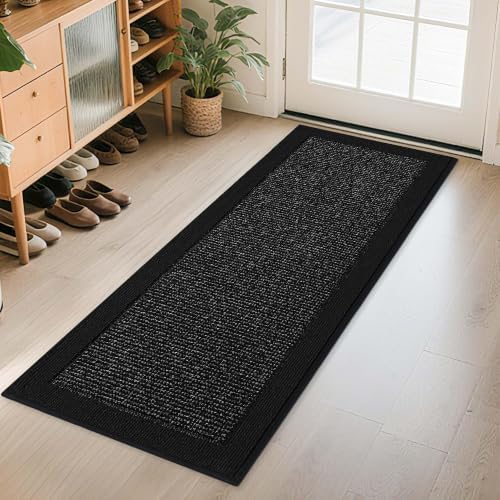 BEQHAUSE Indoor Door Mat 24" x 60", Dirt Trapper Door Mats, Black by BEQHAUSE