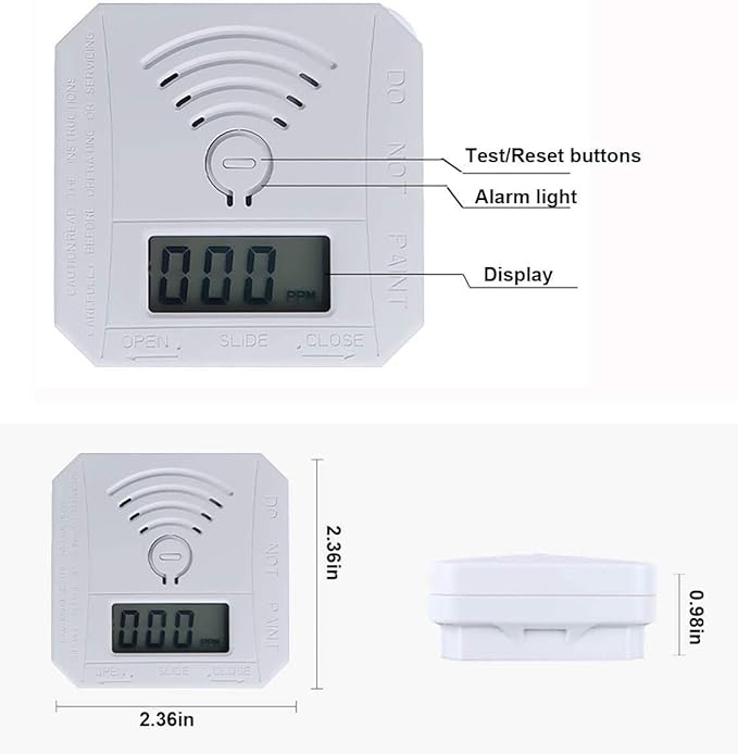 Carbon Monoxide Detector 2 Pack,Battery Operated CO Detector Alarm with Digital LCD Display & Loud 85dB Alarm,Travel Carbon Monoxide Alarm，High Accuracy Portable CO Detector for Home/Hotel/Kitchen/RV