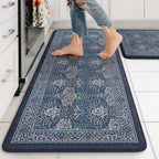 Collive Kitchen Mats for Floor, Dark Blue Kitchen Rugs 20"x47"+20"x32" by Collive