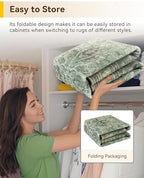 RELEANY Washable Area Rug, 6'x9', Green/Dark Green/Gray - Image 5