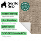 GORILLA GRIP Bath Rug Mat for Bathroom, Absorbent Chenille 54x24 Gray Beige - Image 2