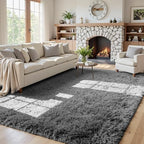 5x8 Fluffy Shag Area Rugs for Living Room Bedroom: Soft Carpet Light Gray by CarpetAddColortoYourLife