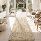 Ophanie 2x8 Runner Rug for Hallway,Upgrade Non-Slip Fluffy Soft Bedside Rugs,Bedroom Living Room Beige Shaggy Carpet for Kids Girls Boys Dorm Nursery Home Decor Aesthetic with Over 99 pcs Pile fibers - Image 3