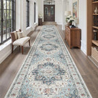 Madane Hallway Runner Rug 3x20 Washable Kitchen Runners 20ft, Blue - Image 2