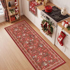2x5 Christmas Runner Rug for Hallway,Washable Kitchen Rugs,Red by Restydon