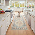RELEANY Washable Area Rug, Runner 2'x5', Blue/Orange/Red by RELEANY