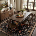 RELEANY Washable Area Rug, 7'x10', Black/Colorful by RELEANY