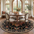 RELEANY Washable Area Rug, Round 7ft, Black/Colorful by RELEANY