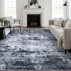9x12 Area Rug Living Room: Modern Washable Indoor Carpet Black by FXRHLP