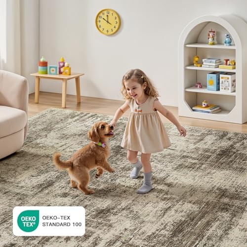 Lofus 5x7 Area Rug for Living Room, Abstract Washable Non-Slip Rugs, Brown - Image 5