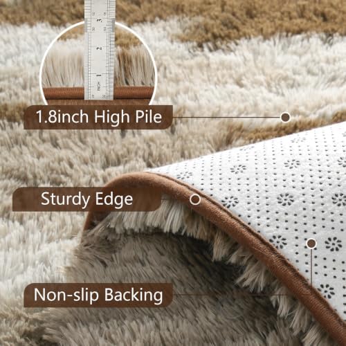 Noahas 2x10 Khaki Fluffy Soft Runner Rug Non-Slip for Bedroom Dorm Hallway - Image 6