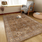 Washable Area Rug 3' x 5 ' Vintage Traditional Persian Mat - Foldable Distressed Non-Slip Machine Washable Carpet for Living Room Bedroom Kitchen Home Decor - Bronze and Ivory - Image 4