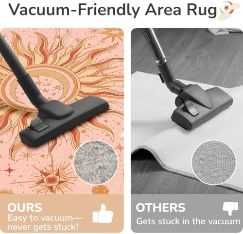 Vacuum-Friendly, 3x5 Washable Area Rug, Pink Gold Beige Red - Image 4