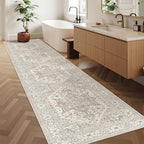 Madane Hallway Runner Rug 2'6''x12' Kitchen Runners Vintage, Beige/Brown - Image 3