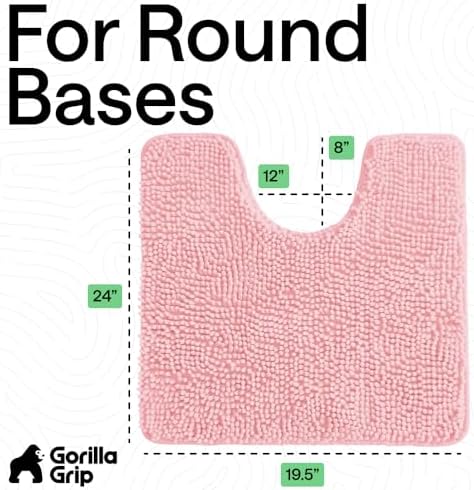 GORILLA GRIP Chenille Bath Rug Mat for Oval Toilet Base, 24x19 Light Pink - Image 2