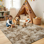6x9 Large Tie-Dyed Beige Fluffy Area Rug Non-Slip for Living Room Bedroom - Image 4