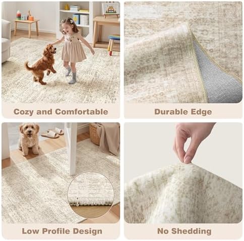 Kitchen Rugs Sets of 2, 2x3 2x4 Rug Runner,Beige - Image 7