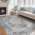 Lofus 5x7 Area Rugs for Living Room, Washable Area Rug, Rugs for Bedroom, Kitchen, Vintage Boho Carpet, Soft Non-Slip, Low Pile Large Area Rug for Office Dining Room, Vintage Dark Grey by Lofus