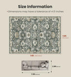 Amada Large 10x14 Washable Area Rug for Living Room, Green/Brown, Vintage - Image 2
