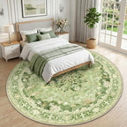 RELEANY Washable Area Rug, Round 10ft, Green/Yellow - Image 2