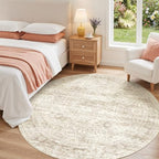 Round Rug 5ft,Circle Rug for Dining Room Table,Beige - Image 3