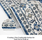 Hallway Washable Runner Rug - 2x7 Kitchen Rugs Entryway Rug Runner Vintage Soft Floor Mat Non Slip Indoor Farmhouse Carpet for Bathroom Living Room Bedroom (2 X 7, Blue) - Image 3