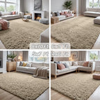 5x8 Fluffy Shag Area Rugs for Living Room Bedroom: Soft Carpet Gray Camel - Image 7