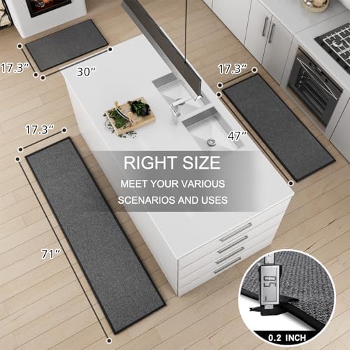 SUMLANS Kitchen Mats Set of 2 PCS for Floor, Washable Non Slip Rugs, Black - Image 6