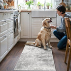Washable 2x4 Entryway Area Rugs: Non-Slip Abstract Water Resistant Kitchen Rug Durable Doormat Soft Bedroom Carpet Indoor Low Pile Floor Mat for Bathroom Dining Room Hallway Runners(2x4,Light/Grey) - Image 2