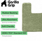 GORILLA GRIP Chenille Bath Rug Mat for Square Toilet Base, 24x19 Sage - Image 3