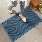 HIYARD Sturdy Front Door Mat, Absorbent Muddy Dirt Resist Welcome Door Mats Outdoor Indoor, Stain and Fade Resistant, Non-Slip Backing Entry Mat Low Profile Doormat for Entryway, 29×17, Light Blue by HIYARD